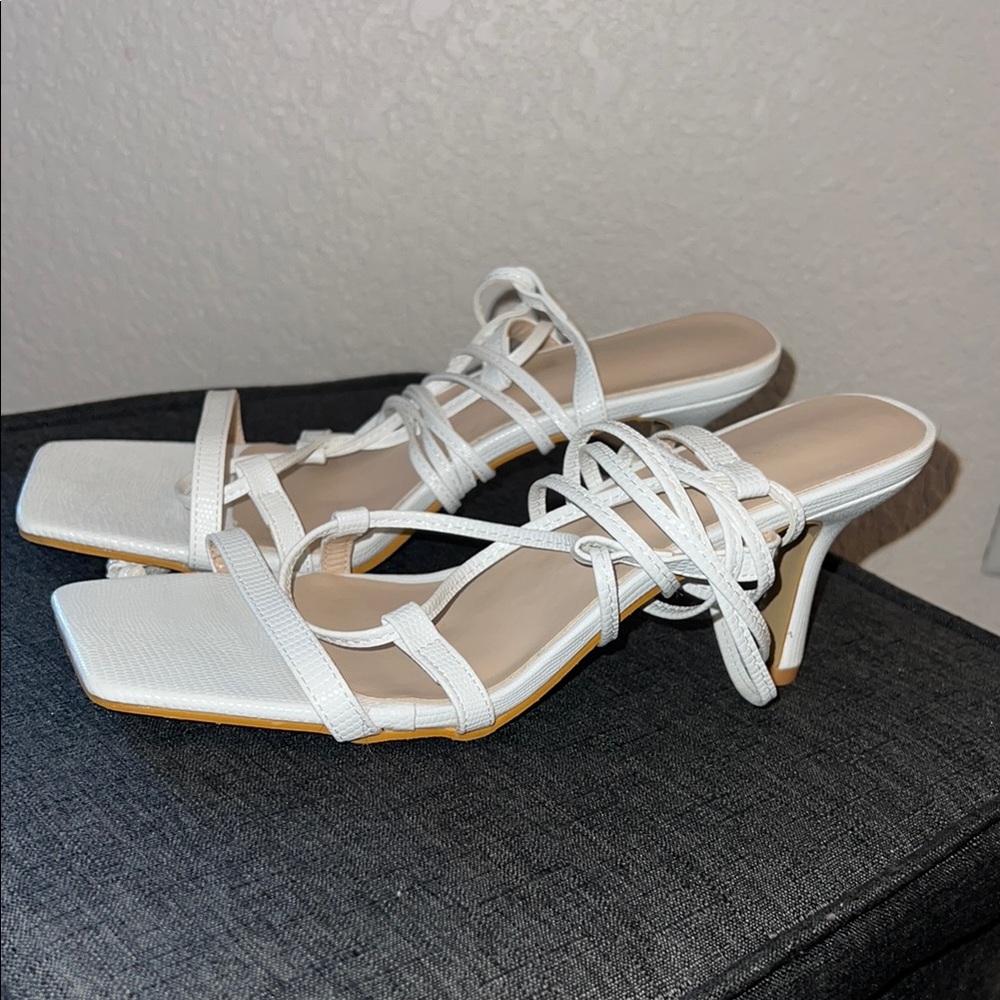 Elegant White Strappy Wrap Women's Heels